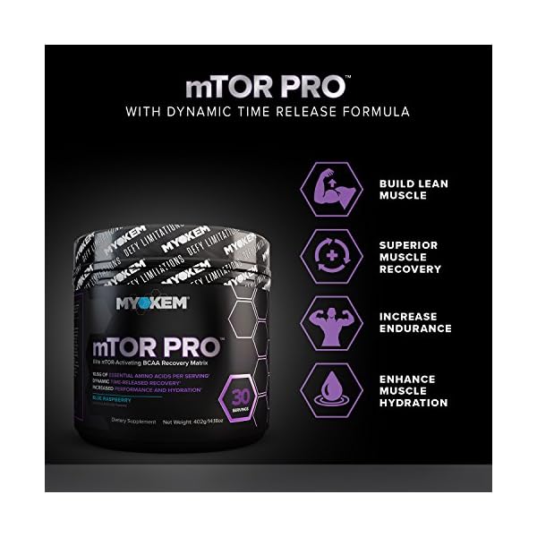 Myokem-mTOR-PRO-Complete-Post-Intra-Workout-BCAA-Amino-Acid-Supplement-Muscle-Growth-Recovery-Energy-Drink-with-BCAAs-EAAs-Leucine-Valine-Isoleucine-Electrolytes-Blue-Raspberry-30-Servings Myokem mTOR PRO Complete Post & Intra Workout BCAA Amino Acid Supplement | Muscle Growth Recovery Energy Drink with BCAAs, EAAs, Leucine, Valine, Isoleucine, Electrolytes | Blue Raspberry, 30 Servings