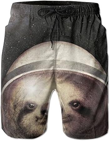 KUXUANO Sloth Galaxy Casual Swim Trunk Mens Polo Boardshort Beach Water Short