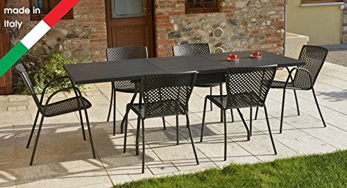 Set Tisch ausziehbar mit 6 Stühle Metall-Outdoor Garten Terrasse Balkon