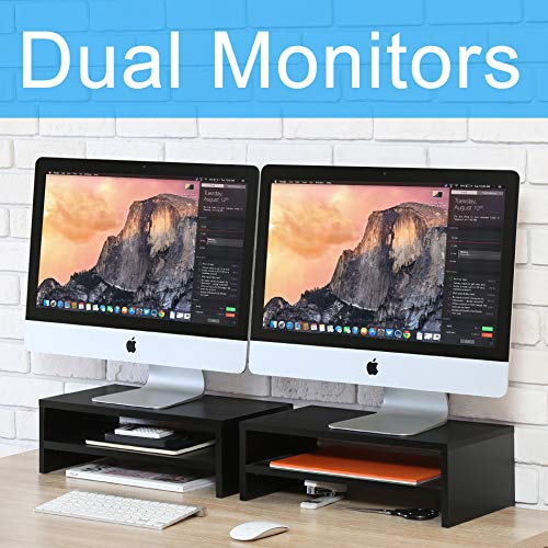 FITUEYES Computer Monitor Riser Stand Desktop Stand Workspace Organizer 2-Pack DT204202WB