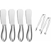 sweetfamily Spreader Knife Set,6-Piece Cheese and Butter Spreader Knives | Mini Serving Tongs,Stainless Steel Multipurpose Butter Knives