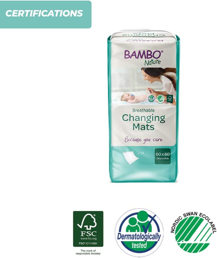 Bambo Nature Disposable Changing Mats, Size 60x60 cm, Pack of 10, Absorbency of 1000 ml, Disposable Changing Mat - Image 4