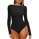REORIA Women's Boat Neck Long Sleeve Bodysuit Basic Going Out Body Suits Tops 2025