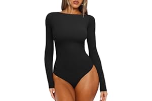 REORIA Women's Boat Neck Long Sleeve Bodysuit Basic Going Out Body Suits Tops 2025