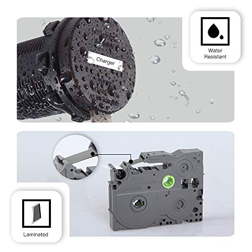 Chiphell 4-Pack P Touch Label Tape 12mm 0.47 inch Laminated White Tape Compatible with Brother P Touch Label Maker, 26.2 Feet (8M)