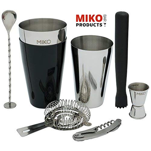 Home Bartender Kit - Cocktail Shaker Bar Set - Includes Bar Tools & Bartender Accessories: Boston Cocktail Shaker,Muddler,Strainer,Jigger,Bar Spoon,Corkscrew and Bonus Recipes EBook