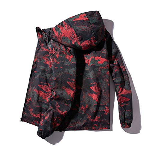MIS1950s Camouflage Men's Hooded Lightweight Windbreaker Jacket Softshell Thin Coat Plus Size