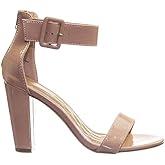 BAMBOO Frenzy 60S Womens Open Toe Chunky Heel Sandals NudePAT 8