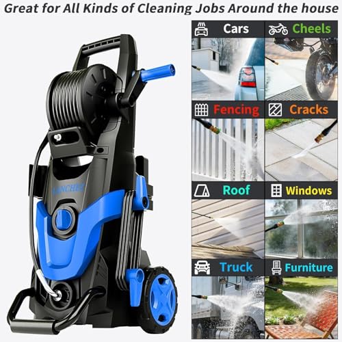2026 Upgrade Pressure Power Washer 4800PSI w/4 Different Pressure Tips, Inlet Hose & Filter&500ML Soap Tank, High Cleaning Machine for Cars/Fences/Driveways/Patios/Home Cleaning, Blue