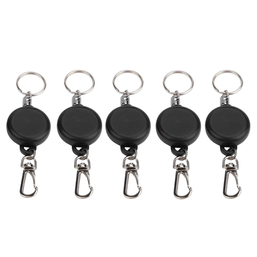 Retractable Keychain Heavy Duty,porta gafete,Retractable Keychain Heavy Duty Retractable Key Holder,60cm Steel Wire Rope Retractable Key Chain Stretching Keys Clasp Anti Lose Keyring for ID Card(5pcs)