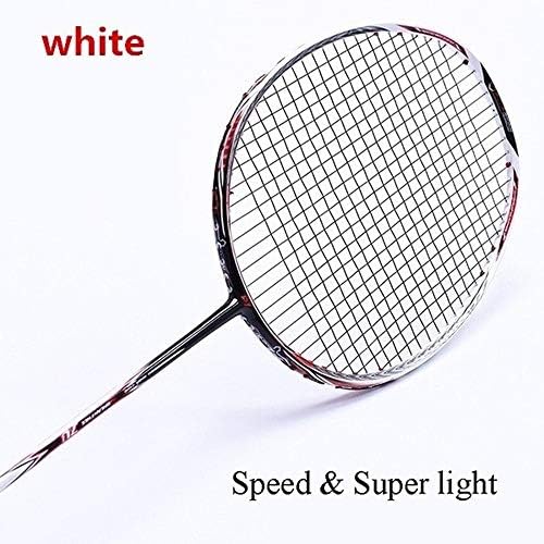 (Black/White) 1 Ultra Light Badminton Racket N90 Full Carbon Badminton Racket 7U 67g 28LBS