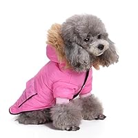SELMAI Pet Snowsuit Windproof Puppy Parka Coat Dog Winter Jacket with Hood Dog Warm Outwear Dog Fleece for Small Dog Cat Pink M