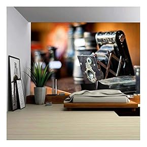 Old Camera. Vintage Photography Equipments on a Shelf. Shallow Dof. - Removable Wall Mural | Self-Adhesive Large Wallpaper - 66x96 inches