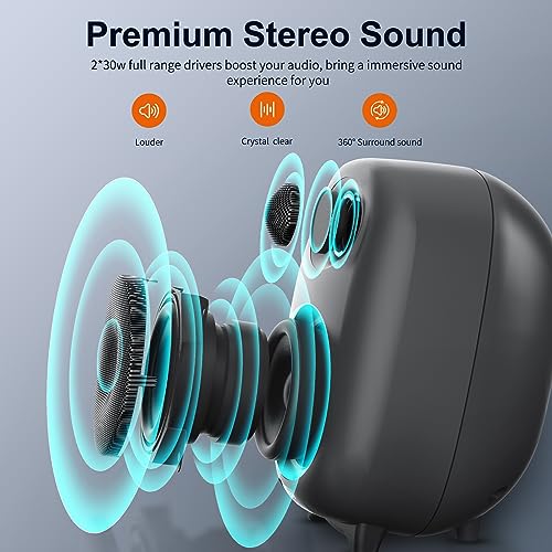 BESTISAN SR06 60 Watt Bookshelf Speakers With Bluetooth 5.0, Wired ...
