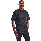 Betty Dain Classic Barber Jacket, Barber Design, Band Collar, Shoulder Snaps, Single Chest Pocket, Concealed Side Zipper Closure, Soft Cotton/Polyester Blend, Machine Washable, Black, Medium/Large