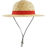 EXTRA Large XL Luffy Straw hat for Adults - for cosplay or everyday wear - with Drawstring and wooden toggle One Piece (Large 58-60cm)
