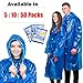 KeepDry! Extra Thick Disposable Emergency Rain Ponchos ~ Premium Quality, Lightweight, Waterproof & Tear Resistant ~ For Hiking, Tours, Sightseeing, Theme Parks, Festivals & More (10 Pack, Blue)