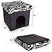 PETMAKER Pet House Ottoman- Collapsible Multipurpose Cat or Small Dog Bed Cube & Footrest with Cushion Top & Interior Pillow by (Zebra Print Plush)thumb 1