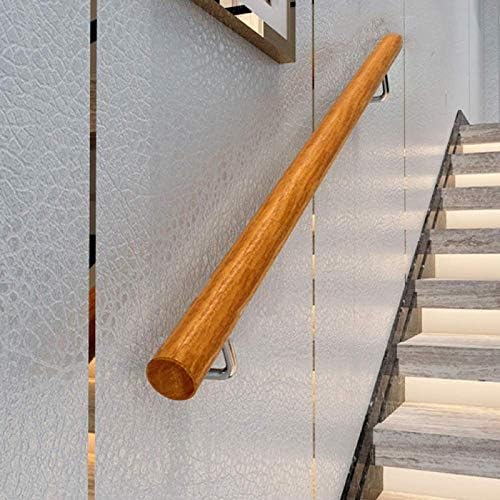 Fmika 松 安全 手すり階段 木製 屋根裏 サポートバー ヴィラ ブラケット付き 家庭 学校 バー 庭用 階段手すり 260cm