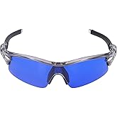 MOUMOUTEN Golf Ball Finder Glasses, Polarized Blue Lens UV Proof Sun Protection Grass Filter with Glasses Cloth and Storage Bag, Ball Finding Filtering Sunglasses for Golfers(Grey)