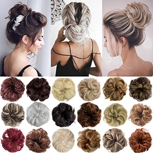 Hebelin Messy Hair Bun Extensions Scrunchy Updo Elastic Wavy Curly Donut Chignon Hairpiece