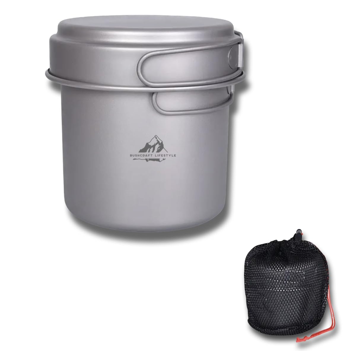 BUSHCRAFT LIFESTYLE Ultra Light and Durable Titanium Camping Mug with Lid and Bag (1080+500ml)