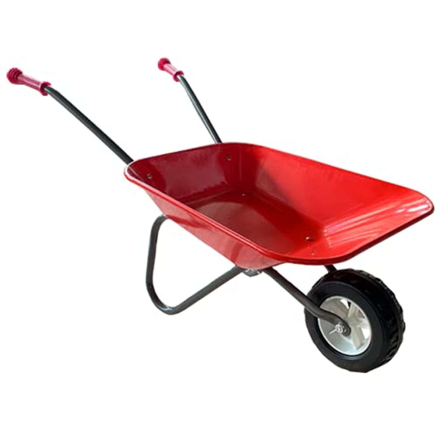 ASC New Child Kids Metal Wheelbarrow - Red/Grey - Toy, Play, Farm, Gardening