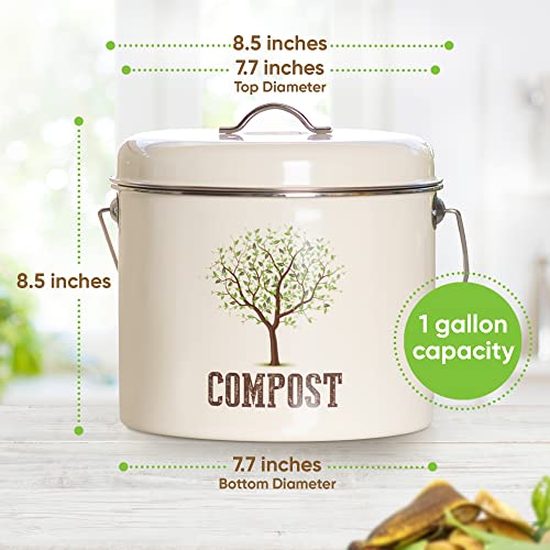 Third Rock Kitchen Compost Bin Countertop 1.0 Gallon Compost Bucket