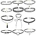 12Pcs Lace Choker Set Women Girl Classic Gothic Tattoo Necklaces Stretch Velvet Lace Choker by ZYooh