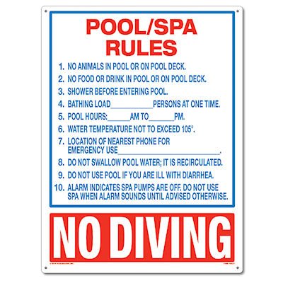 Poolmaster 40321 Florida Pool/Spa Rules Sign for Residential or Commercial Pools