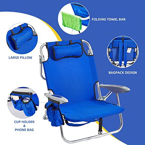 ROWHY Backpack Beach Chair for Adults with Cooler Pouch Portable