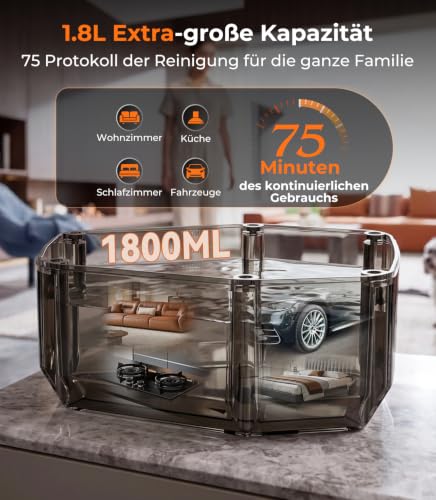 KYUT 16-in-1 Steam Cleaner, 80% Higher Cleaning Efficiency, Industry Leader No. 1, Handheld Steam Cleaner, Triple Safety Protection, 6 Certificates of Compliance, 1.8 L Tank for Household, Kitchen and