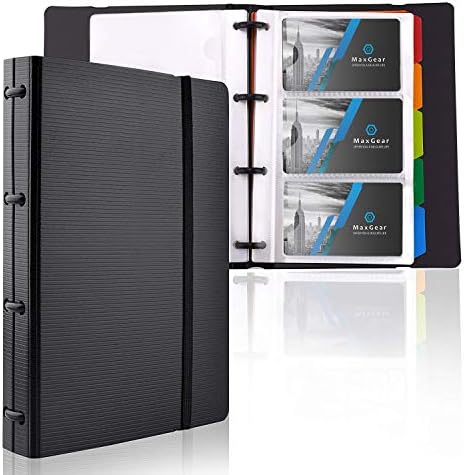 MaxGear Enterprise Card Organizer Enterprise Card Holder Ebook, Credit score Card Holder Binder File Sleeve Storage, Enterprise Card Holders Identify Card Holder Males & Ladies, 5 Index Tabs, Capability: 180 Playing cards
