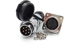 FORTTAR WF20 2 3 4 5 6 7 8 9 10 12 pin Waterproof Connector, IP67 Multi-Wire Power Cable Aviation Electrical AC DC Circuit Signal LED Heavy Industrial Equipment Bulkhead Solder Plug Socket (7pin)