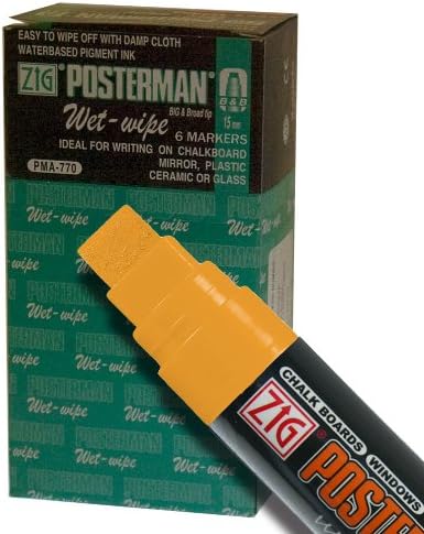 Zig Posterman Wet-Wipe 15mm Orange Paint Markers - Box of 6