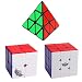 3-Pack Popular Magic Puzzle Cube - Including Pyraminx Speedcubing Black Puzzle Cyclone Boys Magic Cube 2x2x2 3x3x3 Stickerless Magic Cube