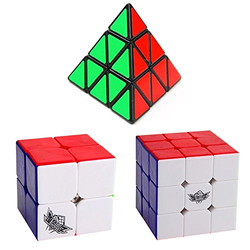3-Pack Popular Magic Puzzle Cube - Including Pyraminx Speedcubing Black Puzzle Cyclone Boys Magic Cube 2x2x2 3x3x3 Stickerless Magic Cube
