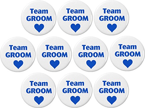 QTY 10 Team Groom Blue Heart 2.25' Large Buttons Pins Wedding Bachelor Party