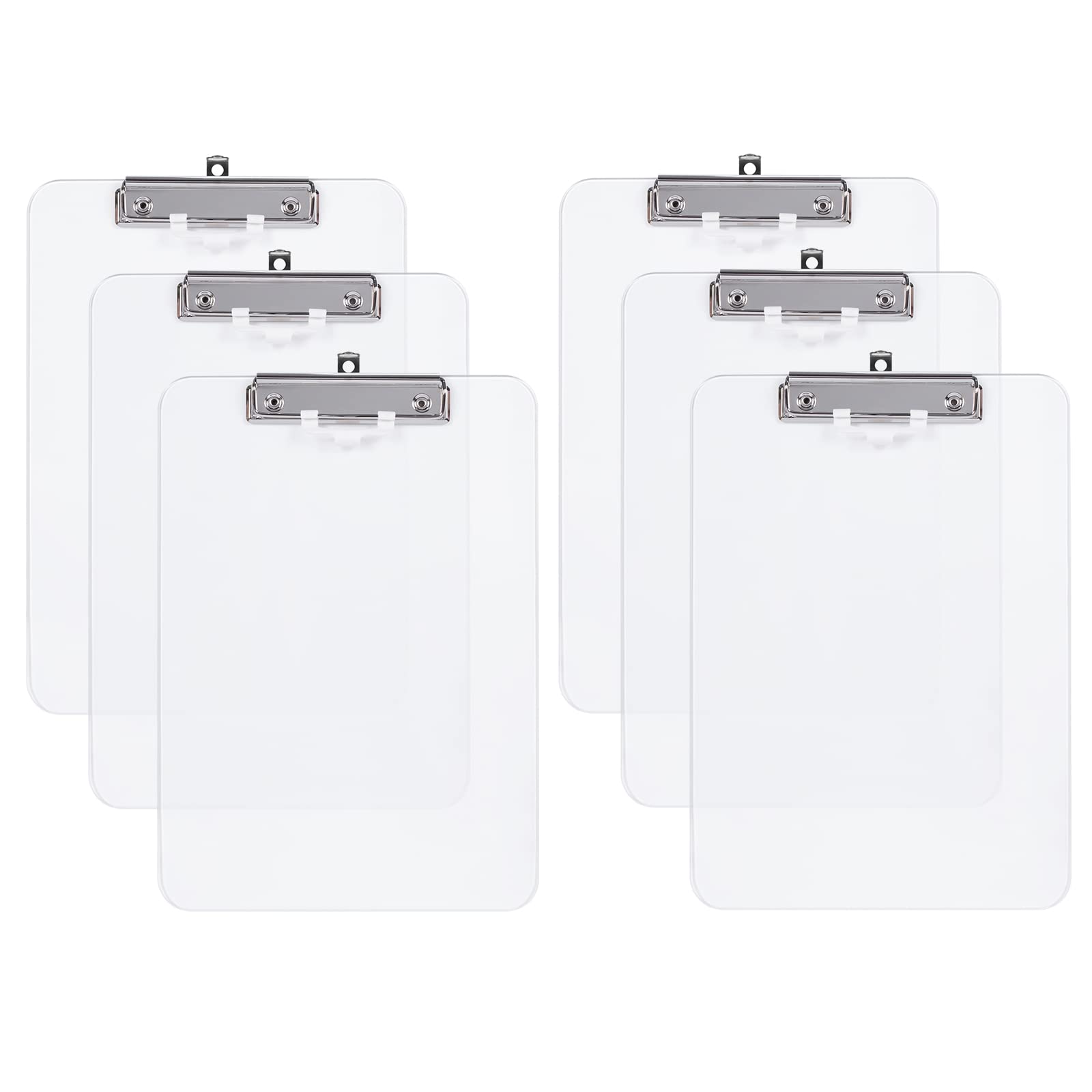 Hongri Plastic Clipboard with Pen Holder, Clear 8.5x11 Letter Size Clip Board for Classroom, Office, Students, Nurses and Women, Low Profile Clip, Size 12.5 x 9 in(Pack of 6)