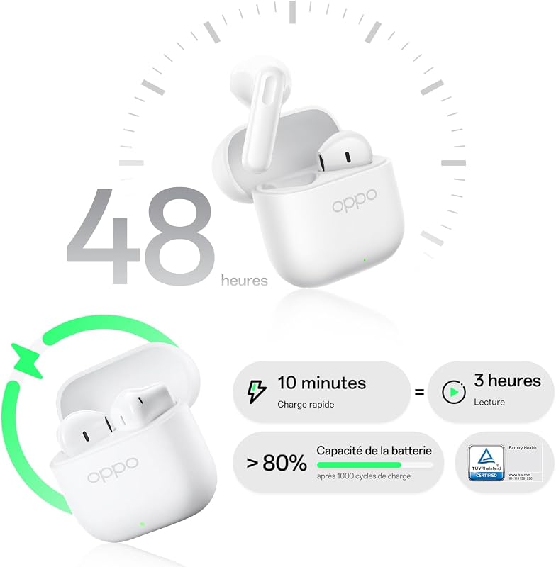 Enco Buds3 Écouteurs Bluetooth 5.4 12.4mm 48h IP55, Snow White — photo 3 sur 7