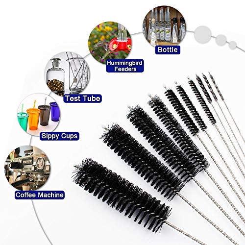 DiCUNO 2 Sets of Cleaning Brushes 8 Inch Nylon Tube Brushes Set with Protective Design [Updated Edition, 1 Set of Super Hard & 1 Set of Medium Hard] - Thumbnail 5