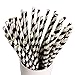 Webake Biodegradable Bulk 144 Halloween Black and White Striped Drinking Straws, Eco Friendly Alternative to Plastic Straws for Party, Cake Pop Sticks