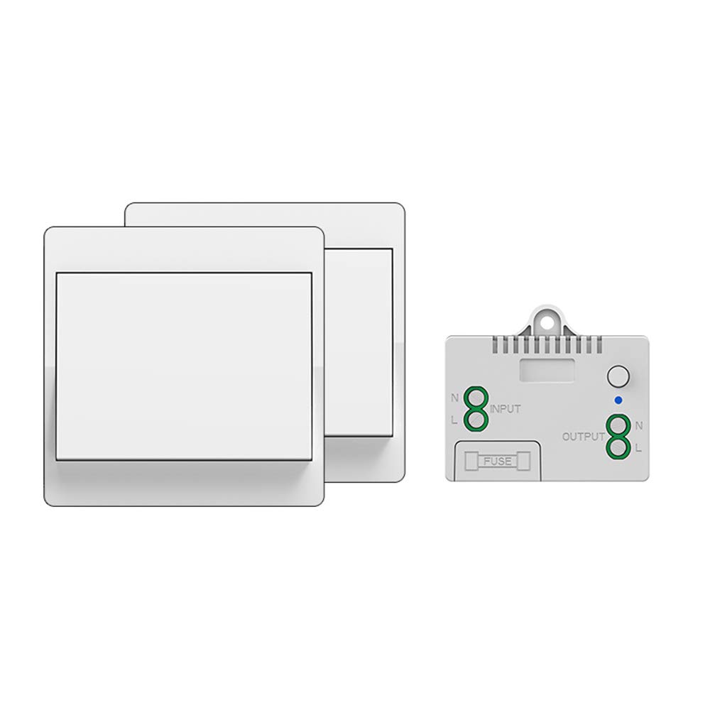 Self-generating wireless switch, No wires, No battery, Wireless remote control lighting and electrical appliances, Waterproof and safe, can be installed directly in the bathroom, etc (1 To 2)