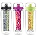 BamTyo Fruit Infuser Water Bottle 32 OZ with New Full Length Infusion Basket,BPA Free,Leak Proof Design,Larger Dual Hand Grips,Flip Lid