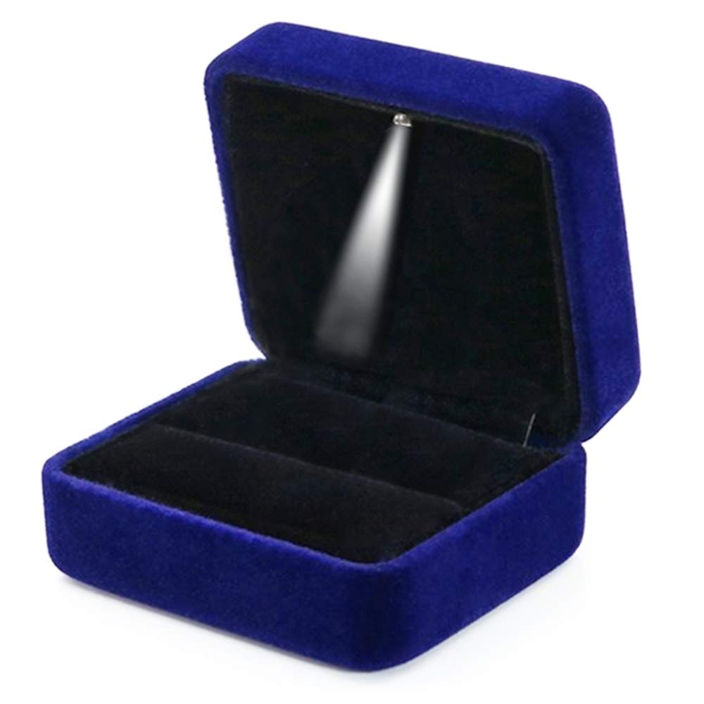 GBYAN Velvet Ring Box with LED Light Jewelry Display Gift Box for Proposal,Engagement, Wedding