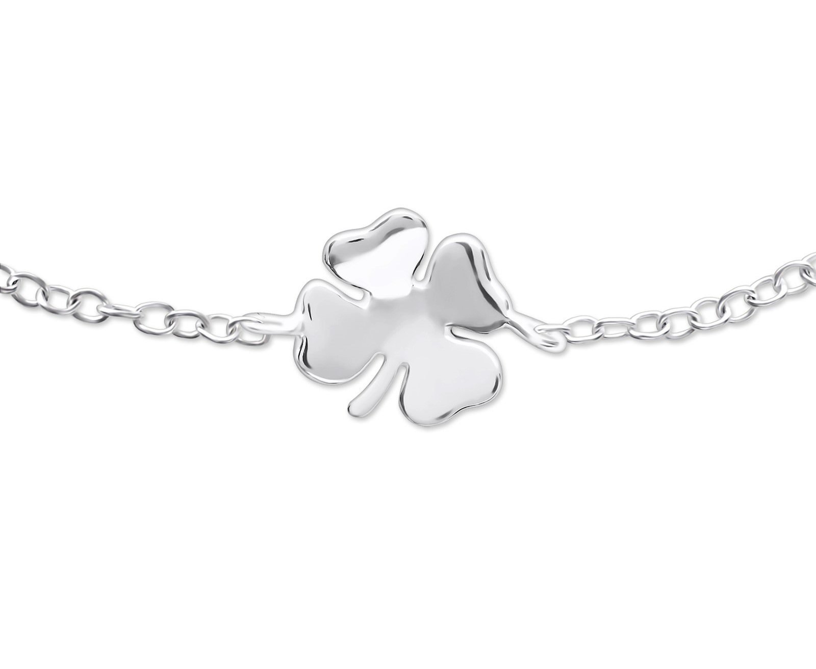 The Rose & Silver Company Women 925 Sterling Silver Adjustable Clover Charm Bracelet 18cm / 7"