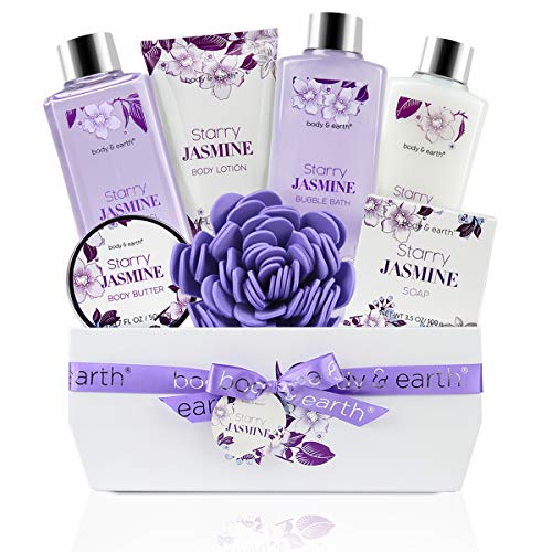 Bath Gift Set for Women Luxurious 8 Pcs Bath Set with Jasmine Scented, Includes Bubble Bath