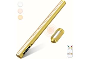 bravzurg Rechargeable Magnetic LED Light Bar with Remote, Under Cabinet Lighting Wireless, Battery Powered Operated Wall Strip Lights, Dimmable Desk Lamp for Picture Mirror Closet Room – Gold