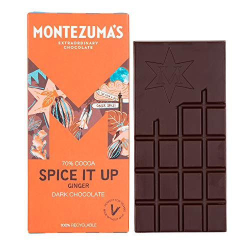 Montezuma's, Spice It Up, 70% Cocoa Dark Chocolate with Ginger, Gluten-Free and Vegan 90g Bar