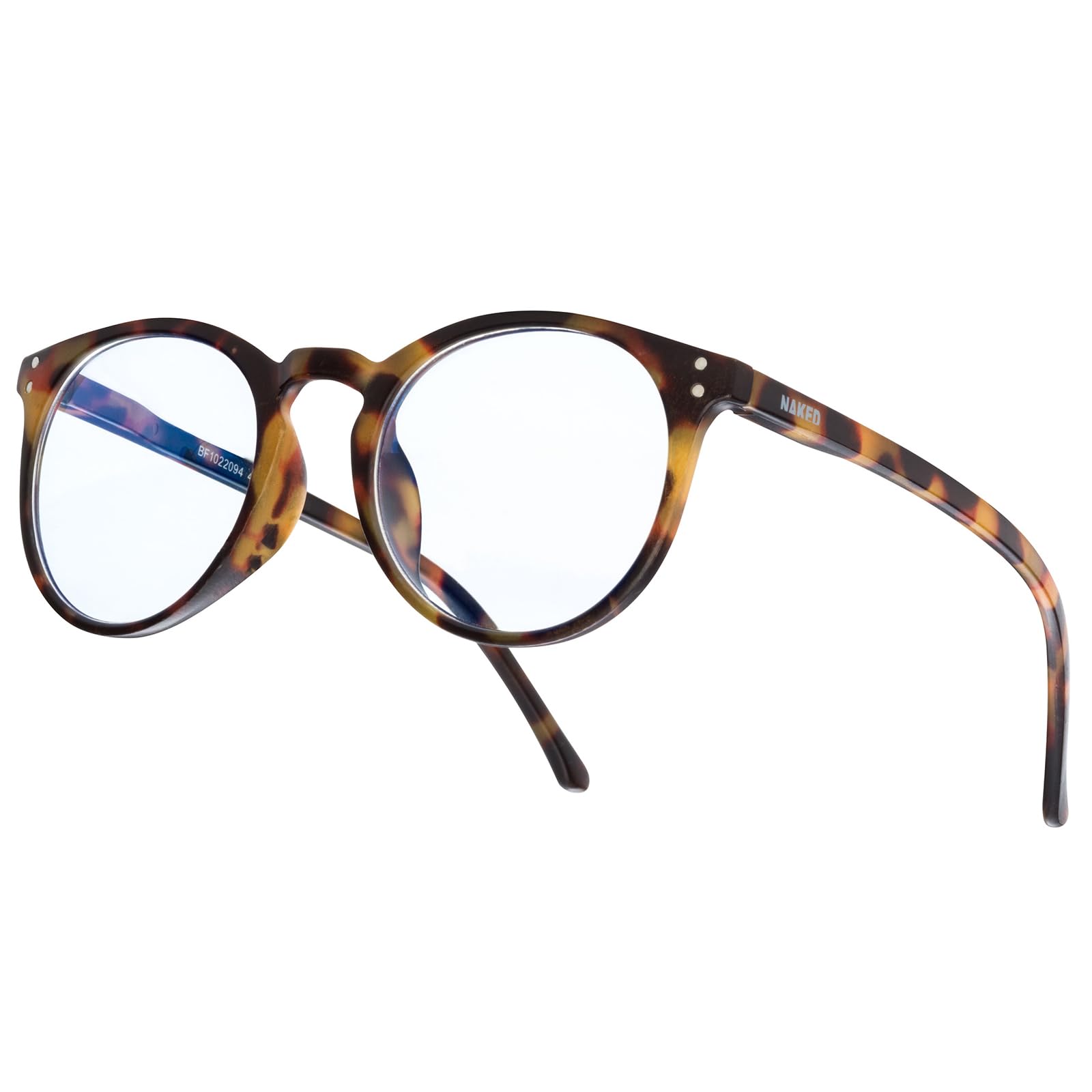 NAKED Optics® Blue Light Filter Glasses for Men and Women, Glasses with Blue Filter as Screen Glasses, PC Gaming Glasses, No Prescription, Panto, Havana, One Size